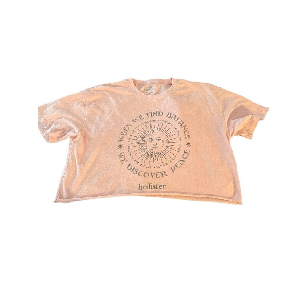 Hollister Pink Sun Short Sleeve Crop Top T- Shirt Women's Size XS‎ Crew Neck